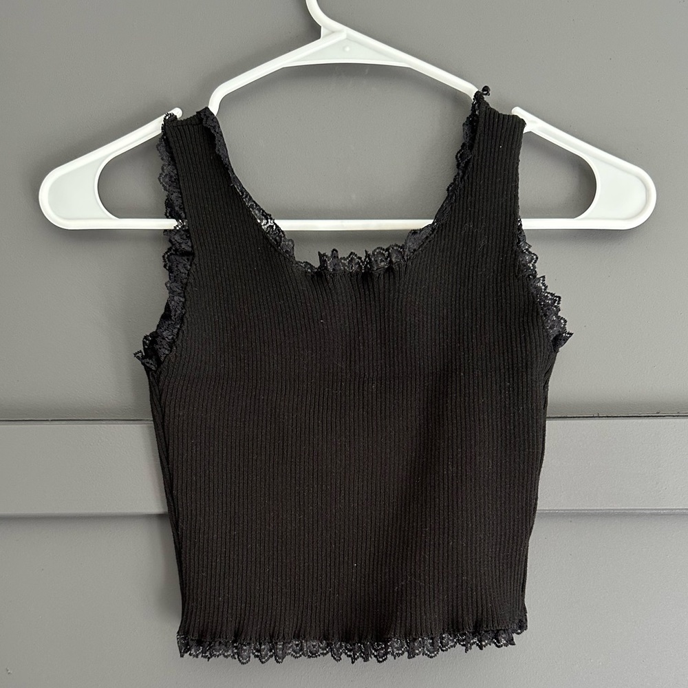 YesStyle Women's Black Lace Trim Camisole